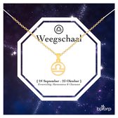 Collier signe du zodiaque Balance Bixorp Stars - Cercle en acier inoxydable plaqué or - Chaîne de 45 cm avec pendentif Zodiac - Emballage cadeau inclus