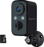 Protectly® Beveiligingscamera Draadloos Buiten – 2K HD 3MP - Bewakingscamera Voor Buiten - Buitencamera - Buiten Camera Met Nachtzicht - Security Camera - Oplaadbaar - Met WiFi en APP - Incl. 64GB SD - Zonnepaneel Optioneel - Zwart
