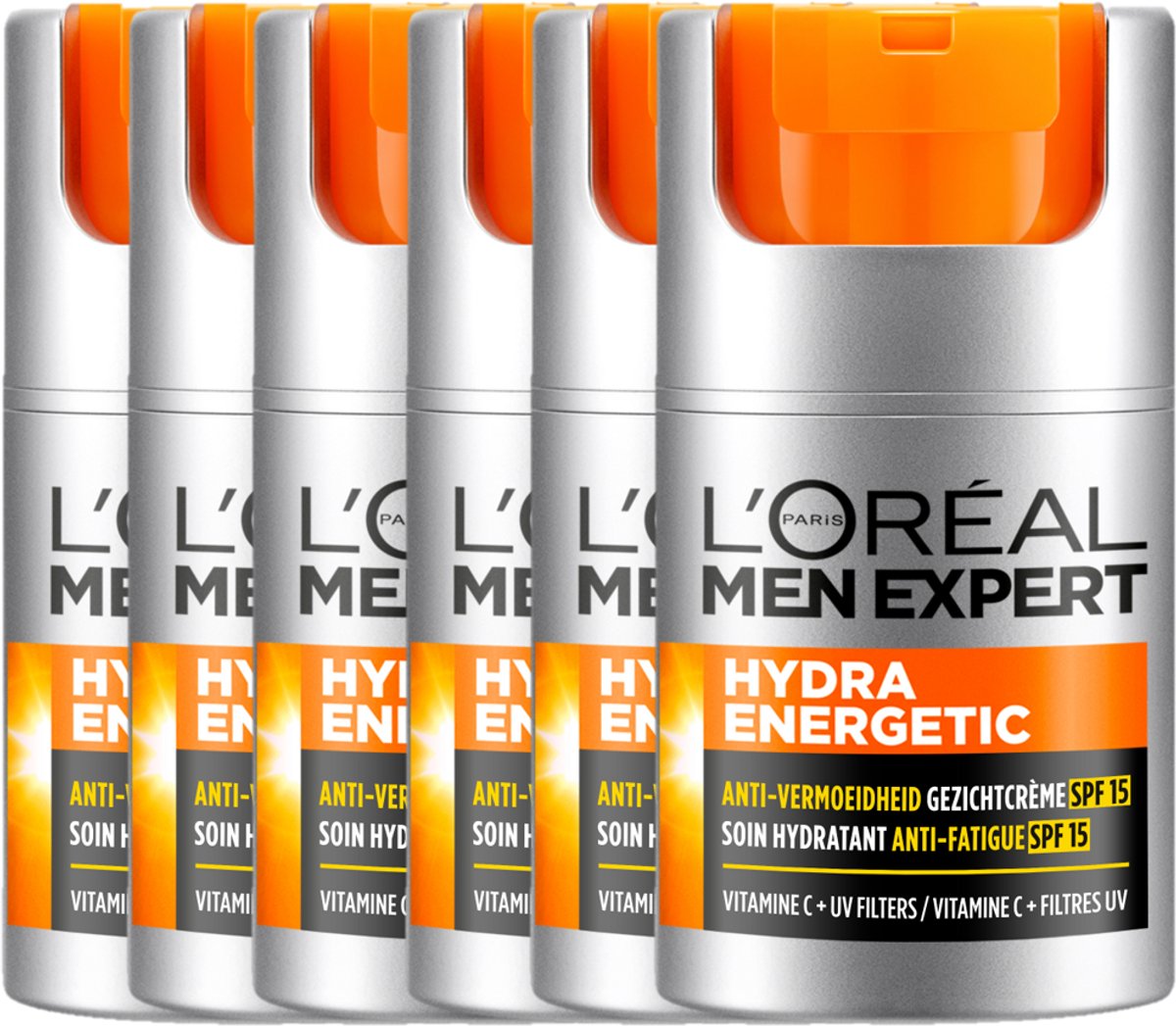 6x L'Oréal Men Expert Hydra Energetic SPF 15 Gezichtscrème 50 ml