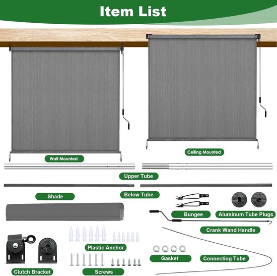 Goedkoop KESSER® Zonnescherm Beige Luifel Verticale Zonwering 150 X 310 Cm Klemluifel Uittrekbaar