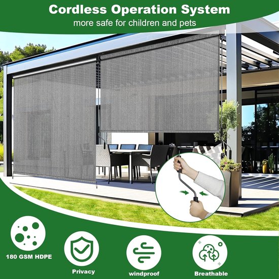 Goedkoop KESSER® Rolgordijn B X H 180 X 240 Cm Verticale Luifel Balkonluifel Inkijkbescherming Zonwering