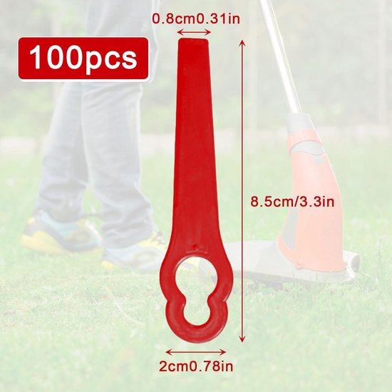 100stuks - machine trimmen mesvervanging - rode kunststof grasmaaiermessen - Geschikt Voor Grastrimmers - Reservemessen grastrimmer - vervanging voor grastrimmer - kunststof grastrimmer-messen van Merkloos	 — afbeelding 3