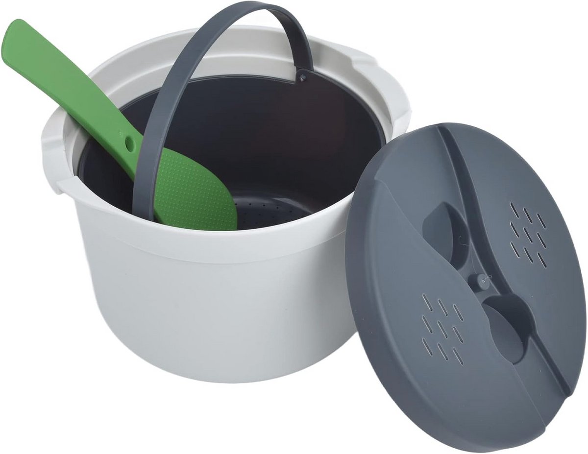 2 liter magnetronrijstkoker met oplossing voor eenvoudig koken, voedselveilig PP-materiaal, inclusieve accessoires