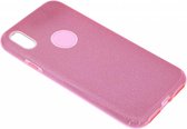 Roze Glitter TPU Hoesje iPhone X / Xs