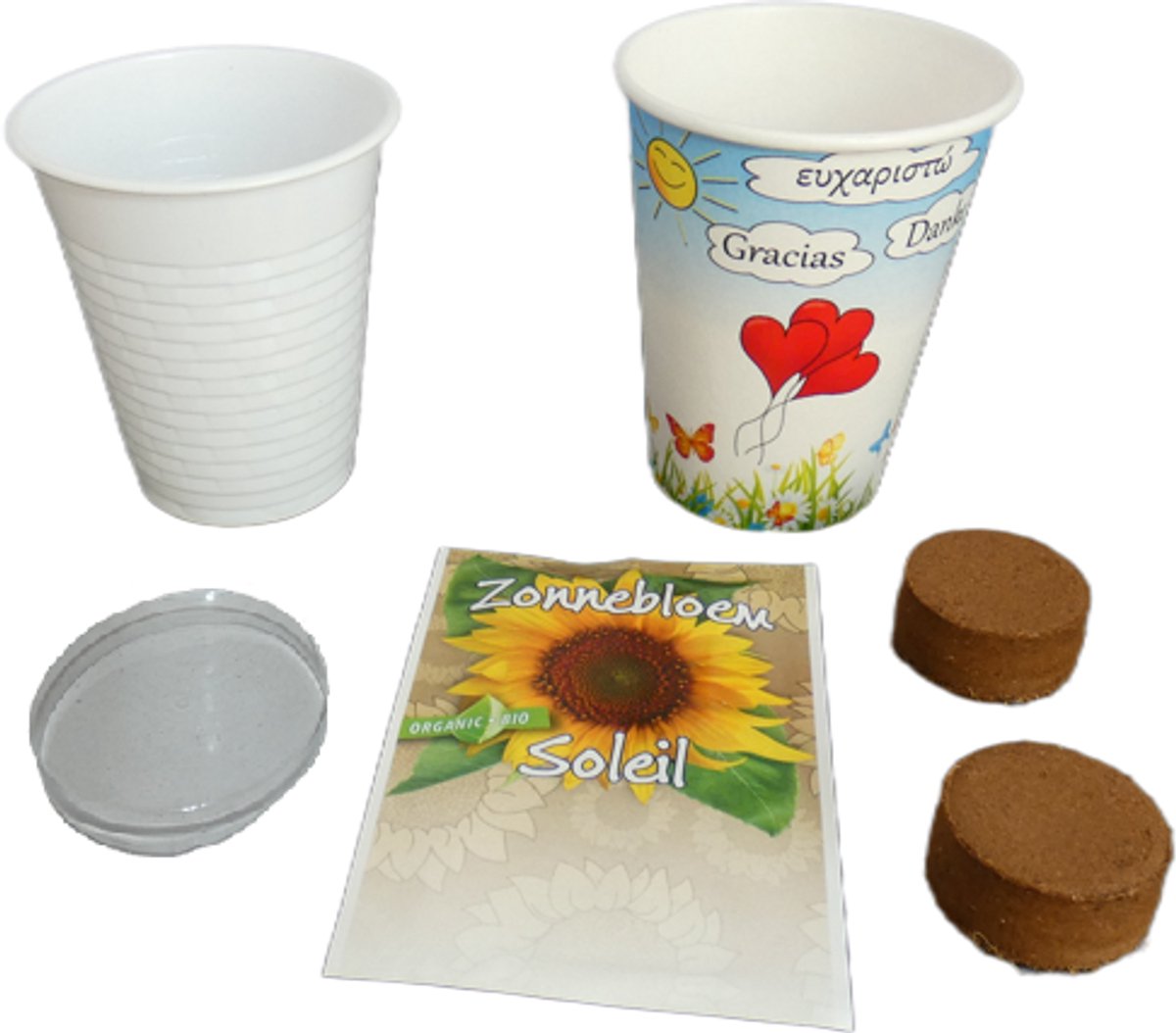 24 stuks Flowercup Bedankt Zonnebloem, bedankje voor : Afscheid collega - Jubileum - Bruiloft - Zorgmedewerkers - Vrijwilligers