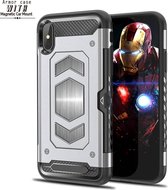 Ntech Apple iPhone X / XS Luxe Armor Case met Pashouder - Zilver