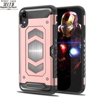 Ntech Apple iPhone XR Luxe Armor Case met Pashouder - Rose Goud