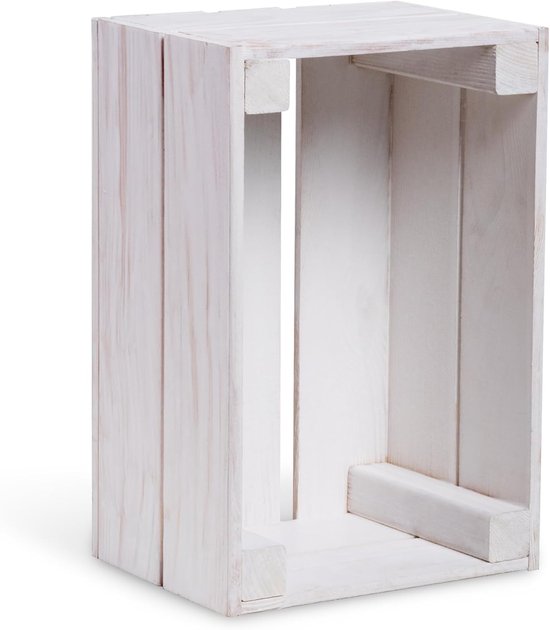 WOOD Houten kist groot, natuurlijke kist, decoratieve wijnkist, 50 x 40 x 30 cm, fruitkist, 3 stuks, natuurhouten box, opbergdoos van hout