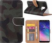 Samsung Galaxy A6 (2018) Camouflage Design Booktype Kunstleer Hoesje Met Pasjesruimte