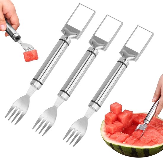 2024 Watermeloen Cutter, 3-in-1 Watermeloen Vork Snijder Cutter Roestvrij Staal Watermeloen Windmolen Cutter, Fruit Cutter Snijder Tool Vork Keuken Gadget Snijders Gadget Snijder Vorken Snijders