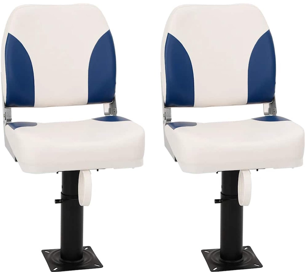 vidaXL - 4-delige - Bootstoelenset - inklapbaar - 41x36x48 - cm - blauw - en - wit
