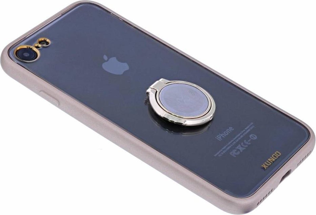 Xundd iPhone 8 / 7 Hard Transparant Back cover Hoesje Magnetic autohouder/ring houder+tempered Glass Goud