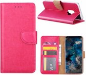 Ntech Hoesje Geschikt Voor Samsung Galaxy S9 Portemonnee / Booktype TPU Lederen Hoesje Roze