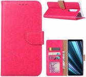 Ntech Hoesje voor Sony Xperia 1 portemonnee hoesje / met opbergvakjes Roze