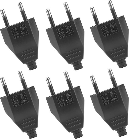 Junterone 2 stuks Schuko-stekker, plat, wit, plat, Schuko platte stekker, 250 V (16 A), Schuko-stekker, platte Schuko-stekker, vervanging voor EU-stopcontact