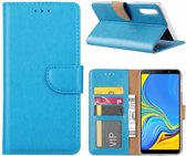 Ntech Hoesje Geschikt Voor Samsung Galaxy A7 2018 Turquoise Portemonnee / Booktype TPU Lederen Hoesje