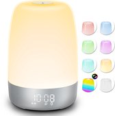 YONO Wake Up Light - Lichtwekker - Digitale Wekker met Lamp - Natuurgeluiden - Slaapkamer - Snooze Functie - Zilver