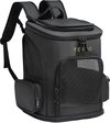 Sac à dos noir pour chien avec panneaux en maille sur les côtés et logo TOIVO doré sur le devant. Avec poches latérales et double fermeture éclair.