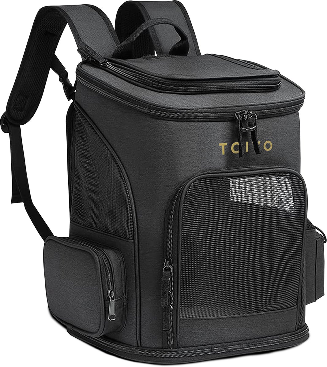 Bol.com Toivo Hondenrugzak - Reistas Kat - 40 x 33 x 26 cm - Zwart - Tot 8kg - Draagzak Hond aanbieding