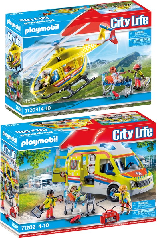 2-delige set Ambulance + Reddingshelikopter