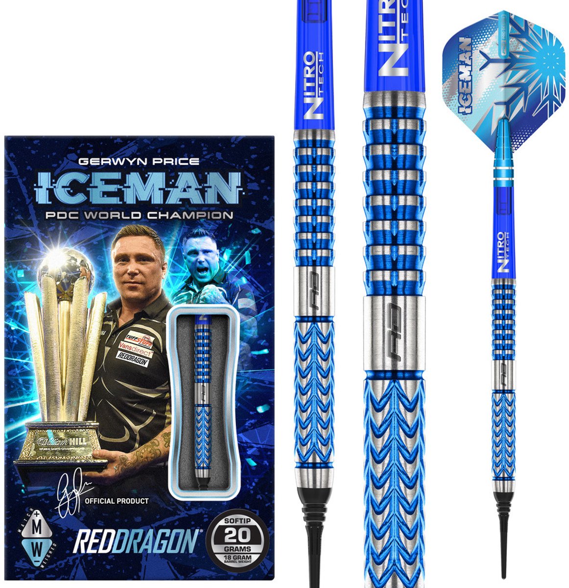 Red Dragon Gerwyn Price Glacier 90% - Soft Tip Darts