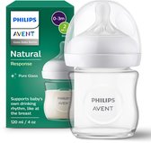 Philips Avent Natural Response Fles Glas 120ml – Flow 2 – BPS vrij- 1 fles - SCY930/01
