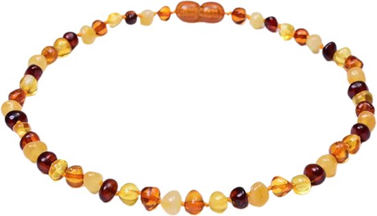 Jikkies ® - Barnsteen Ketting - Natuurlijk Baltisch Barnsteen - Pijnstillend tegen doorkomende tandjes - Multi - 32CM van Jikkies — afbeelding 2
