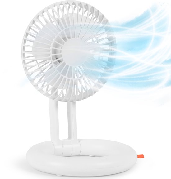 Tafelventilator Draadloos - 7 Uur - Opvouwbaar - Mini Aircooler - Stille Ventilator - USB Fan - Vakantie - Wit - Silvergear
