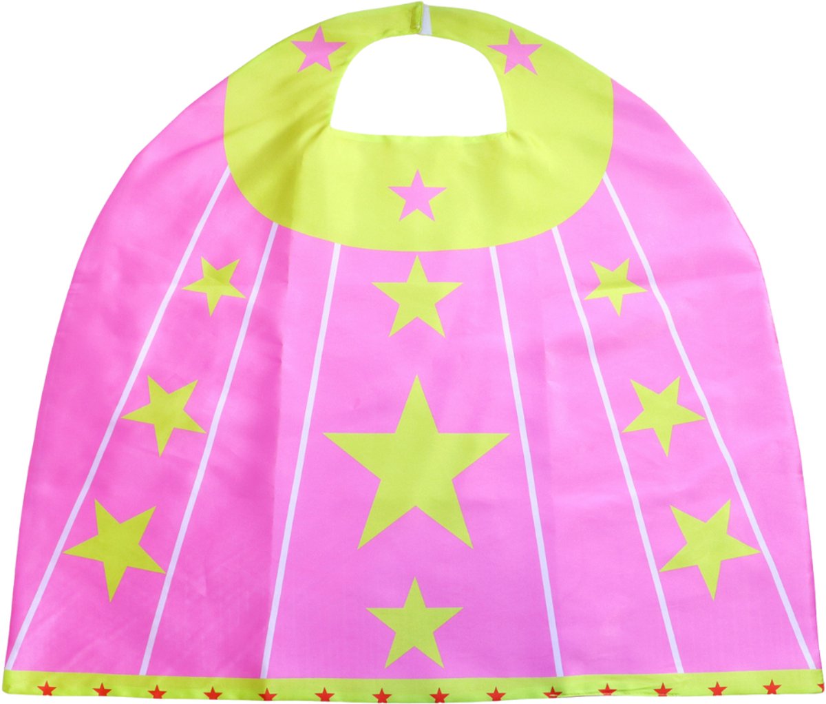 Joya Kids® Verkleedset Meisje | Superheldin Cape Masker Armbanden | Roze met Gele Sterren | Verkleedkleding Kinderen | Carnaval & Rollenspel | Superheld Ster | Verkleedkleding 3-delig | Roze en Geel — afbeelding 3