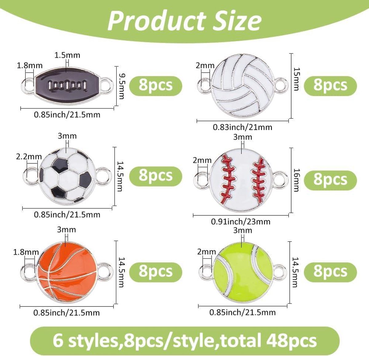 Airssory 48 stks 12 Stijlen Voetbal Thema Emaille Charms Sport