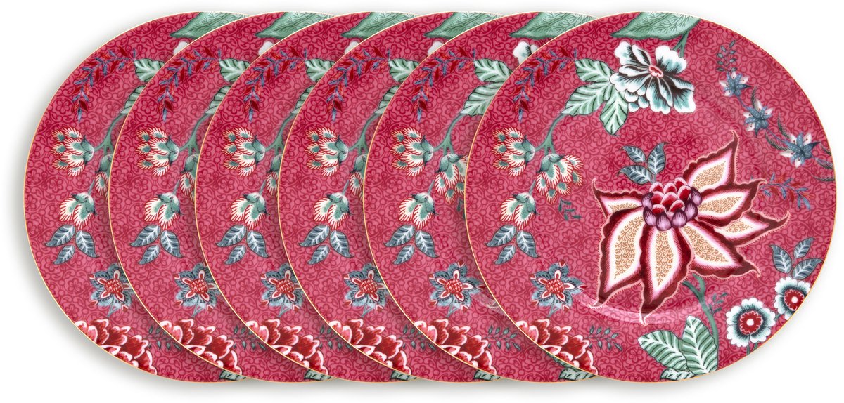 Pip Studio Flower Festival Borden - Gebaksbordjes - Bordenset - Servies set van 6 - 17cm