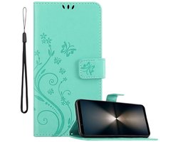 Cadorabo Hoesje geschikt voor Sony Xperia 1 VI in BLOEMEN TURKOOIS - Beschermhoes in bloemmotief met magnetische sluiting, standfunctie en kaartsleuven Book Case Cover Etui