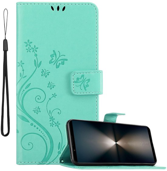 Cadorabo Hoesje geschikt voor Sony Xperia 1 VI in BLOEMEN TURKOOIS - Beschermhoes in bloemmotief met magnetische sluiting, standfunctie en kaartsleuven Book Case Cover Etui