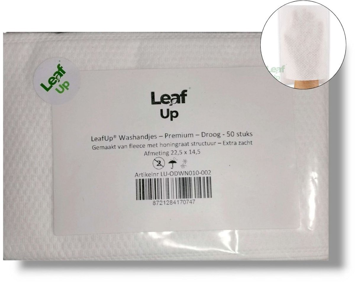 LeafUp® Wegwerp Washandjes – Premium – Droog – 50 stuks (B)