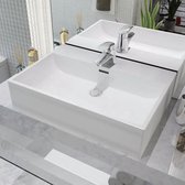 vidaXL Lavabo avec trou pour robinetterie blanc 60,5x42,5x14,5 cm céramique