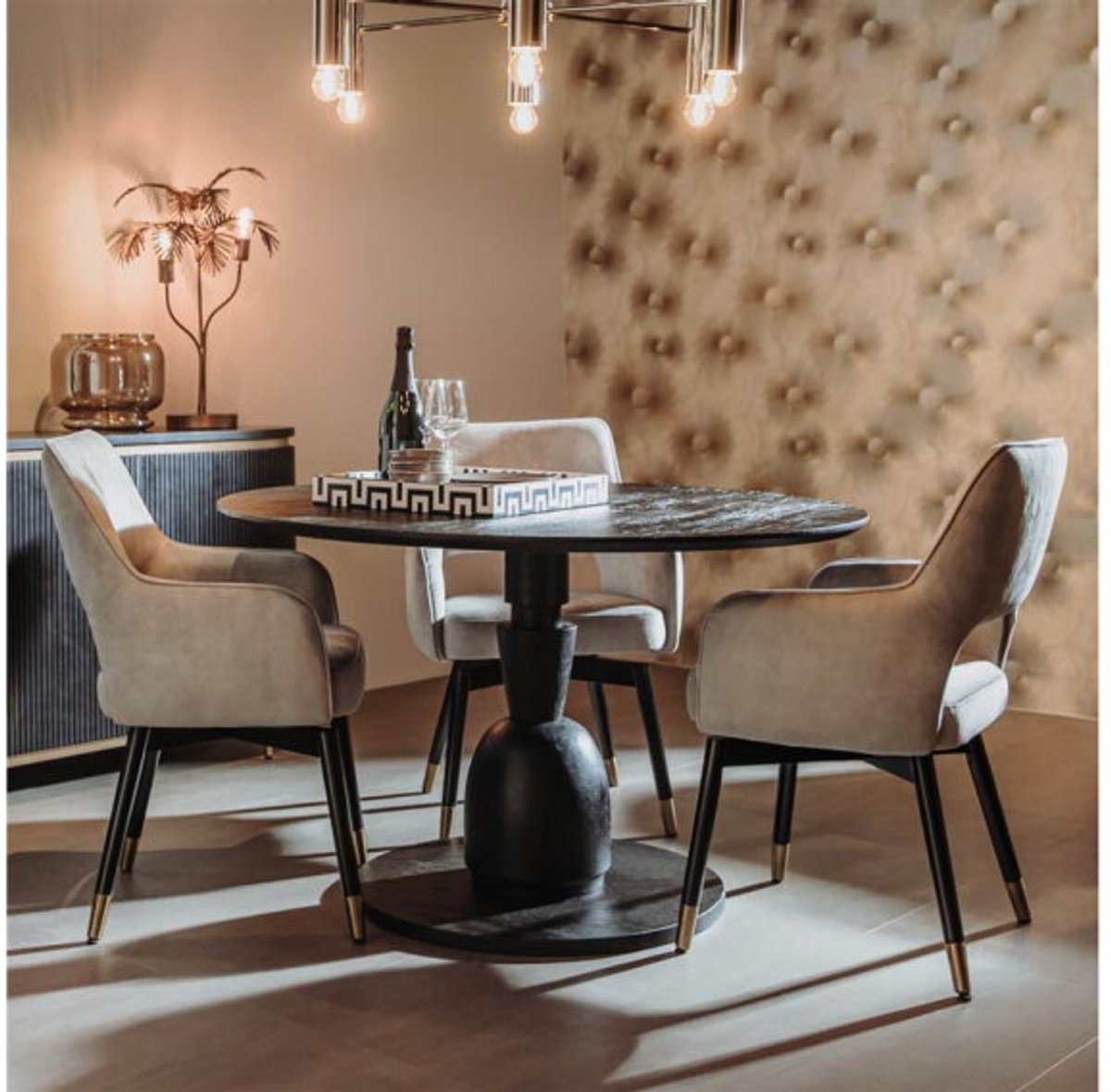 Tower Living Eettafel Brunello rond 130cm - zwart Naturel