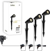 Xelloo Cas medium set van 3 zwarte grondspots met stekker en kabel, 12V.