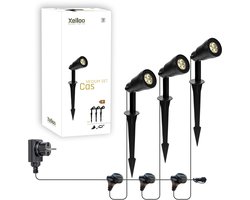Xelloo Xelloo® Cas Medium Tuinverlichting set van 3 Stuks - 8 meter - Warm Wit Licht - 12V LED Grondspots voor buiten met Stekker - Buitenverlichting