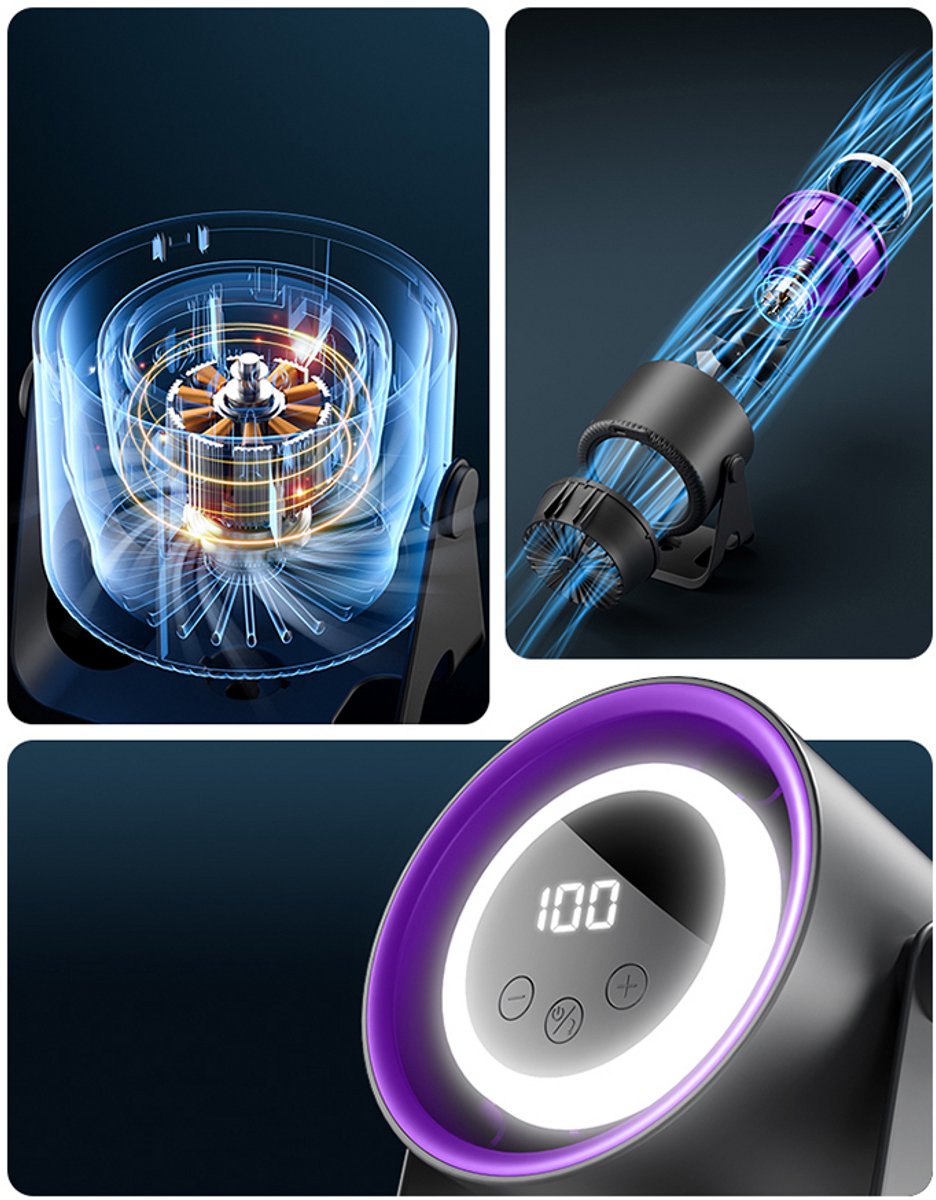 Nieuwste desktopventilator - K6 Technologie Fan- Kampeer fan-Mobiele ventilator-met ACCU-Aanraakbediening Fluisterstil tafel Ventilator- mini ventilator- mini fan- met LED lamp - Hoogwaardige paarszwart — afbeelding 11