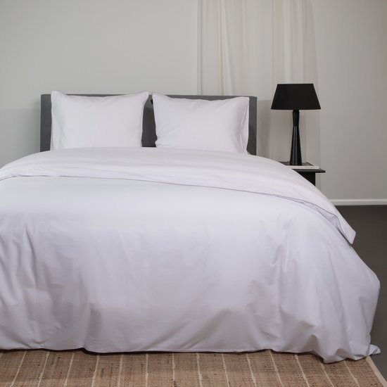 Housse de couette supérieure Twin Face - Wit - 100% Katoen - 260x200/220cm Extra large - Superbe parure de couette blanche - à couper le souffle en apparence - parfaitement ventilée et respirante