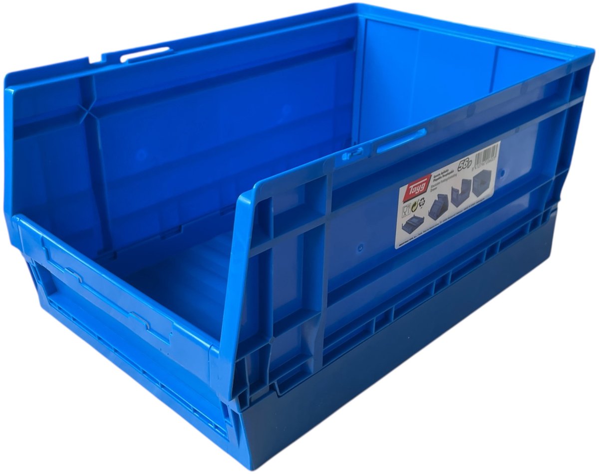 Tayg Inklapbare Voorraadbak – Set van 2 – Blauw – 42 × 27 × 20 cm – Stapelbaar & Opvouwbaar