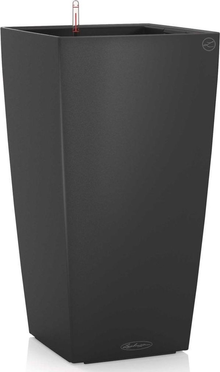 LECHUZA CUBICO Color 30 - Plantenbak - met uitneembare binnenbak - met bewateringssysteem - ALL-IN-ONE set met LECHUZA-PON - leisteengrijs
