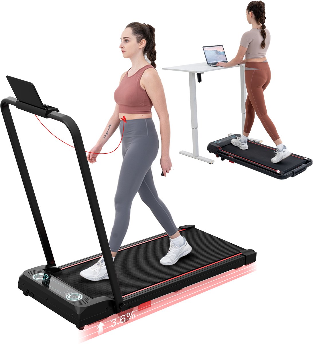 Afbeelding 2 van CITYSPORTS ZX4 loopband-Walking pad met Hellingfunctie-Loopband Inklapbaar 1-10km/u-Wandelband-Walking Pad