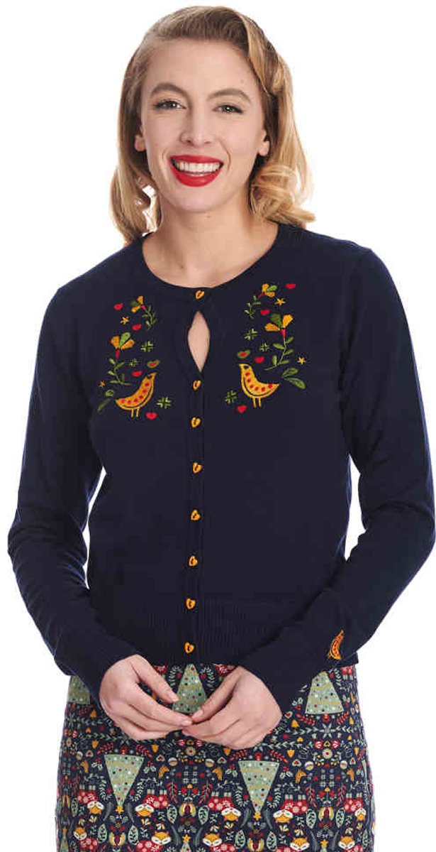 Banned - Heritage Birdy Cardigan - 2XL - Blauw