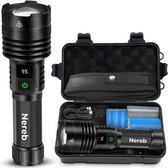 Bol.com Nereb - Oplaadbare LED Zaklamp - Militaire Kwaliteit - 10000 Lumen - 26650 mAh Batterij - 6 Lichtstanden - Powerbank Fun... aanbieding