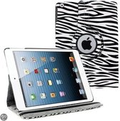iPad Air 360 Rotatie Hoes, Cover, Case Zebra Design - Wit / Zwart