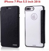 Xundd iPhone 8 Plus/7 Plus Folio Flip PU Leather Hoesje + Pasje & Hard Transparant Back Cover Zwart