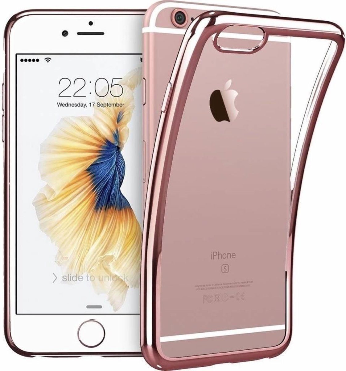 iPhone 6 / 6S ( 4,7 ) Transparant Ou Case / Scratch Proof TPU Case Cover Hoesje Met Frame Rose Goud