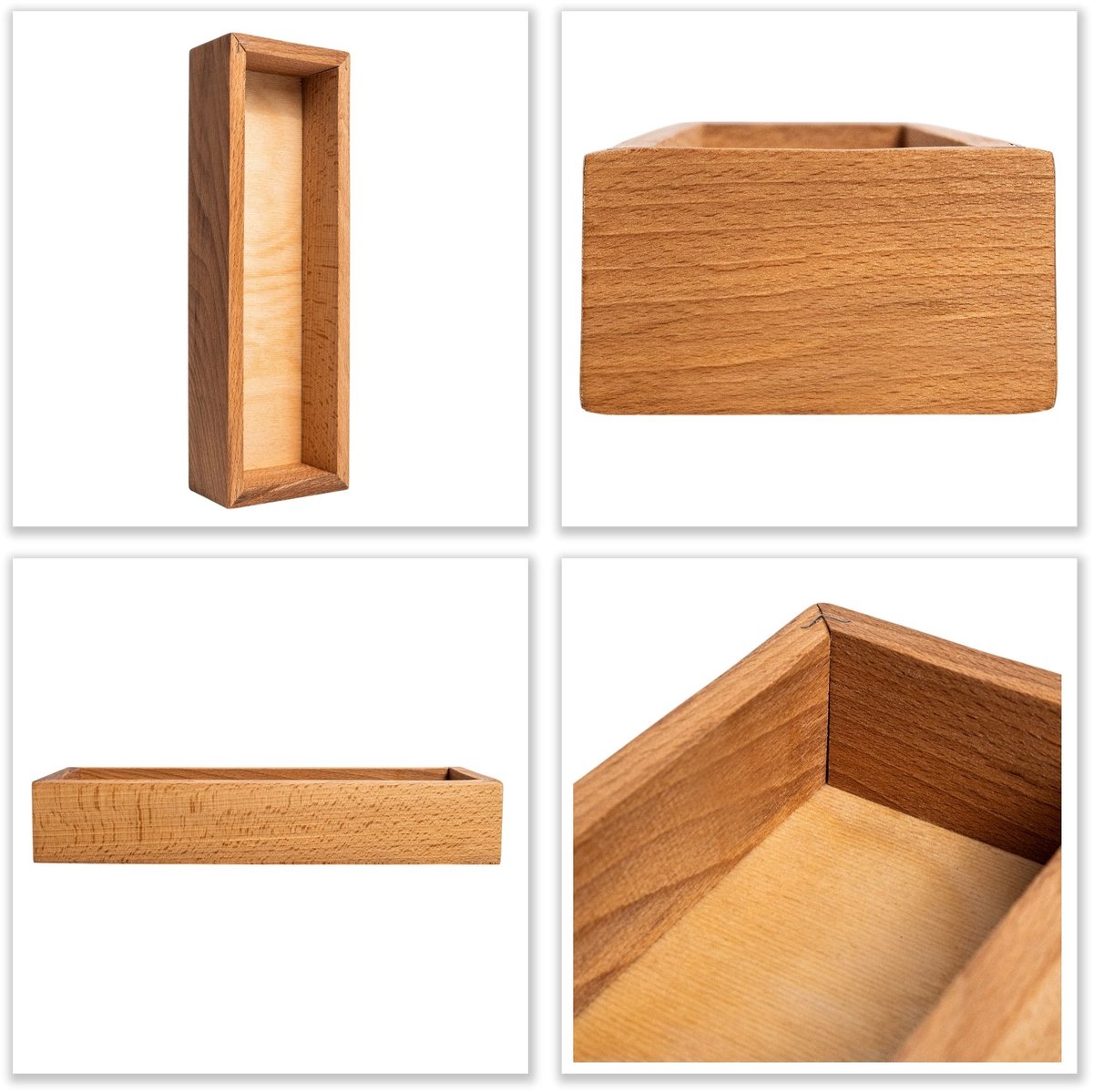 Creative Deco Houten opbergdoos | 28 x 28 x 5 cm | Houten organisatiedoos | Beukenhout | Dienblad voor snuisterijen, kostbaarheden, kruiden