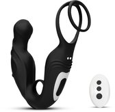 Prostaat Stimulator met Cockring – Sex Toys voor Mannen & Koppels - Anaal Vibrator - Verwarmend - Anale Speeltjes voor Mannen - Kamasutra - Vibrerende Buttplug Dildo - Zwart